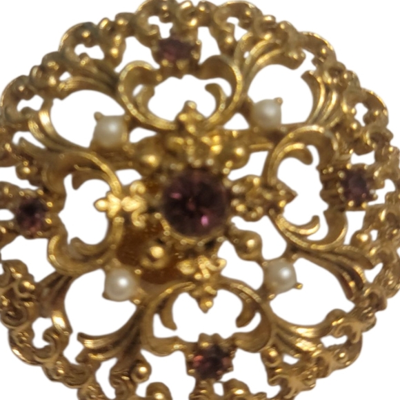 Vintage JJ Jonette Medallion Brooch - Picture 2 of 5